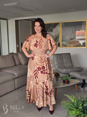 Vestido Celeste Evasê Max Midi