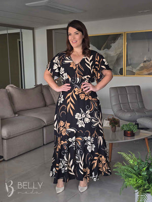 Vestido Celeste Evasê Max Midi