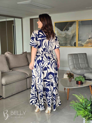 Vestido Celeste Evasê Max Midi