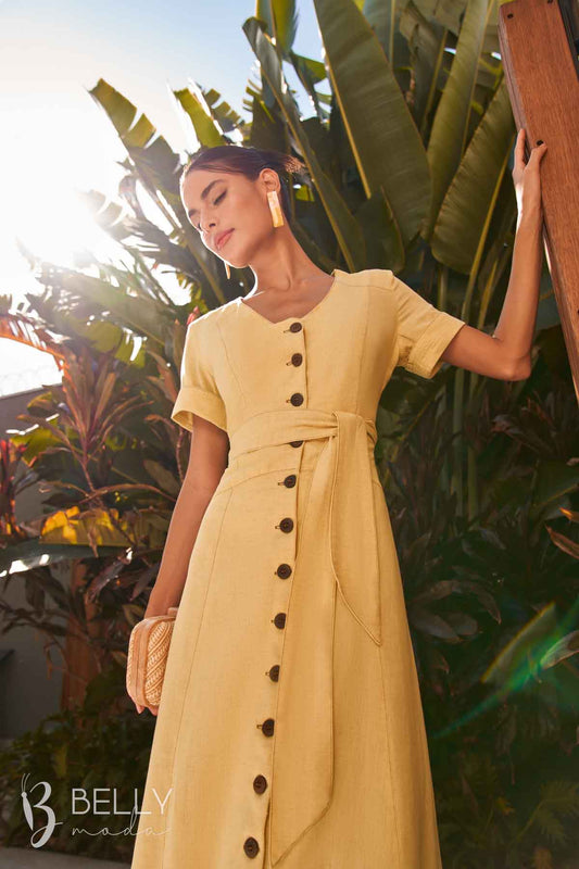 Vestido Chemise Plano Amarelo