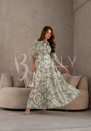 Vestido Chemisier Aline Floral em Crepe Verona Casual Elegante