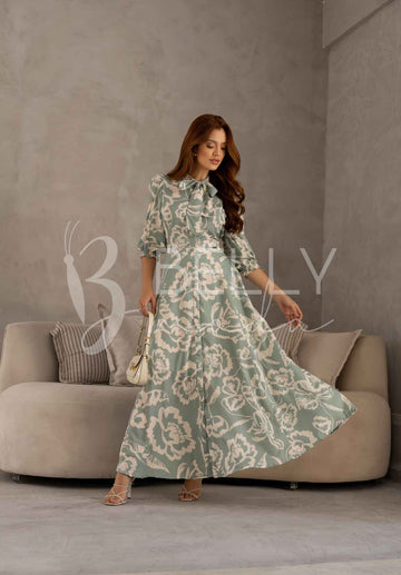 Vestido Chemisier Aline Floral em Crepe Verona Casual Elegante