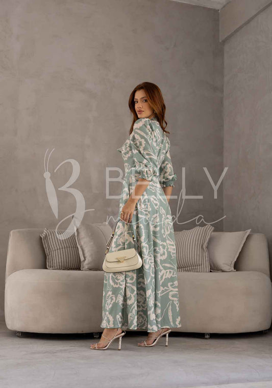 Vestido Chemisier Aline Floral em Crepe Verona Casual Elegante