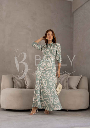 Vestido Chemisier Aline Floral em Crepe Verona Casual Elegante