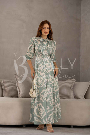 Vestido Chemisier Aline Floral em Crepe Verona Casual Elegante