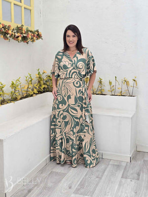 Vestido Isla Evasê Transpassado Longo