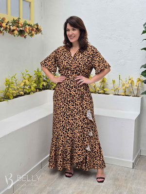 Vestido Isla Evasê Transpassado Longo