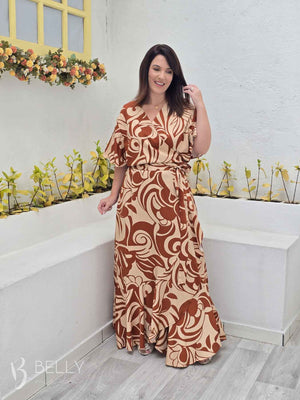 Vestido Isla Evasê Transpassado Longo