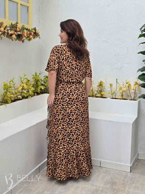 Vestido Isla Evasê Transpassado Longo