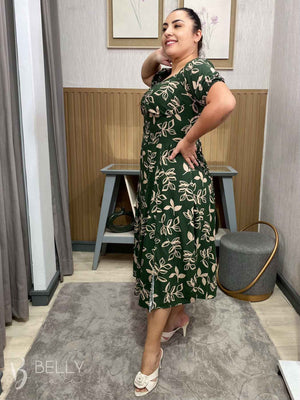 Vestido Midi Karina Plus Size Liso em Viscose Casual Elegante