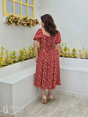 Vestido Midi Karina Plus Size Liso em Viscose Casual Elegante