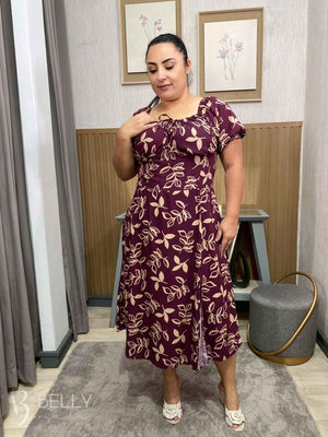 Vestido Midi Karina Plus Size Liso em Viscose Casual Elegante