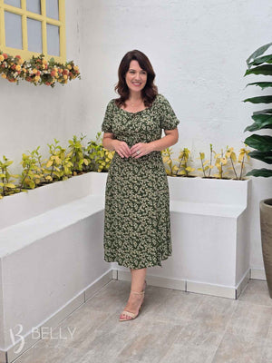 Vestido Midi Karina Plus Size Liso em Viscose Casual Elegante