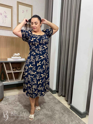 Vestido Midi Karina Plus Size Liso em Viscose Casual Elegante