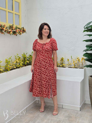 Vestido Midi Karina Plus Size Liso em Viscose Casual Elegante