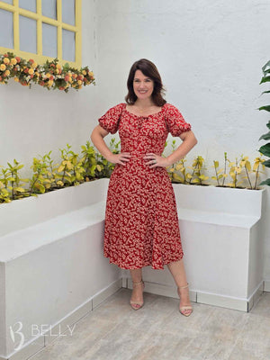 Vestido Midi Karina Plus Size Liso em Viscose Casual Elegante