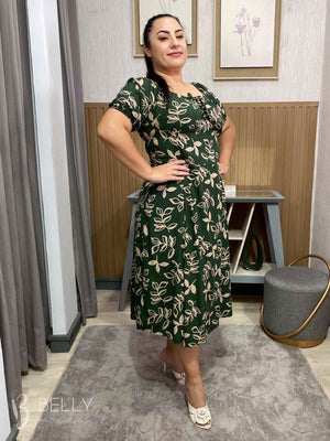 Vestido Midi Karina Plus Size Liso em Viscose Casual Elegante