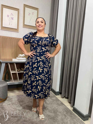 Vestido Midi Karina Plus Size Liso em Viscose Casual Elegante