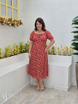 Vestido Midi Karina Plus Size Liso em Viscose Casual Elegante