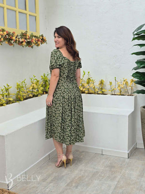 Vestido Midi Karina Plus Size Liso em Viscose Casual Elegante