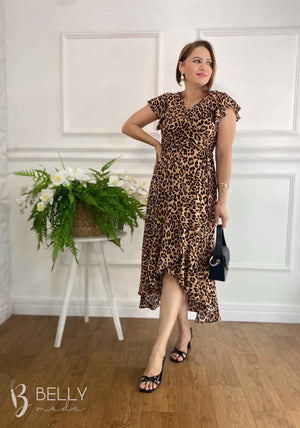 Vestido Midi Kátia Envelope em Viscose Casual Elegante