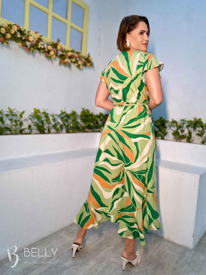 Vestido Midi Kátia Envelope em Viscose Casual Elegante