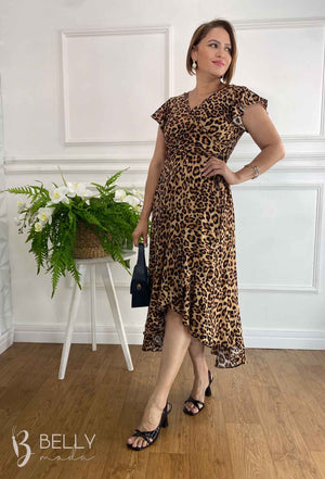 Vestido Midi Kátia Envelope em Viscose Casual Elegante