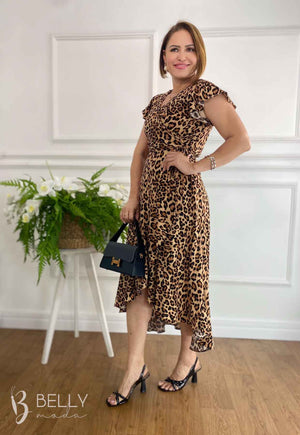 Vestido Midi Kátia Envelope em Viscose Casual Elegante