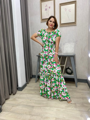 Vestido Ciganinha Longo com Lastex na Cintura