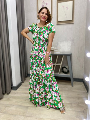 Vestido Ciganinha Longo com Lastex na Cintura