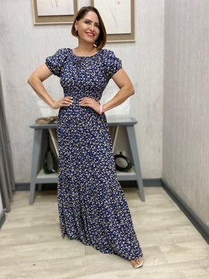 Vestido Ciganinha Longo com Lastex na Cintura