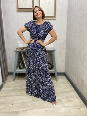 Vestido Ciganinha Longo com Lastex na Cintura