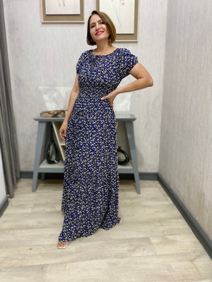 Vestido Ciganinha Longo com Lastex na Cintura