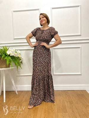 Vestido Ciganinha Longo com Lastex na Cintura