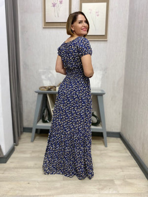 Vestido Ciganinha Longo com Lastex na Cintura