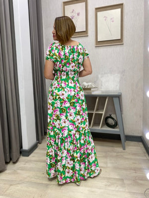 Vestido Ciganinha Longo com Lastex na Cintura