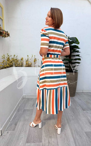 Vestido Midi Magali Liso em Malha Viscolycra Casual