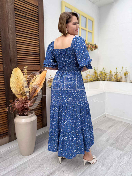 Vestido Midi Martina Liso em Viscose Casual Romântico