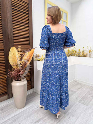 Vestido Midi Martina Liso em Viscose Casual Romântico