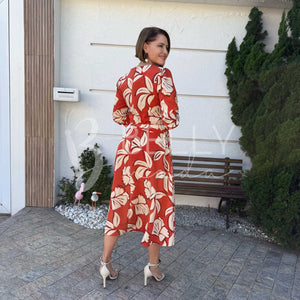 Vestido Midi Keyla Estampado em Poliéster Casual e Festa