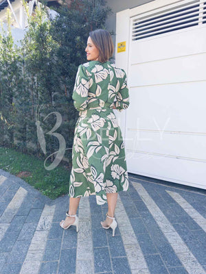 Vestido Midi Keyla Estampado em Poliéster Casual e Festa