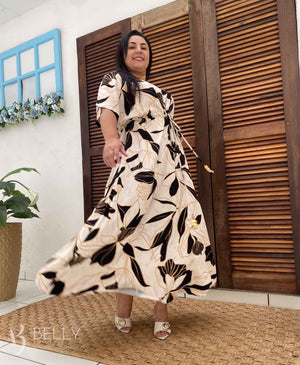 Vestido Longo Monique Estampado em Viscolinho Casual