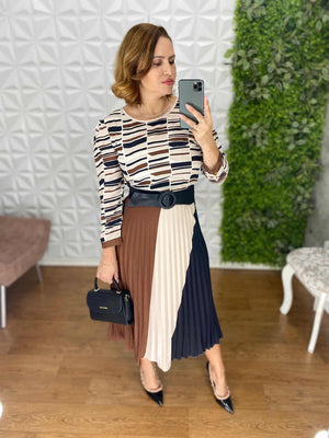 Vestido Plissado Estampado