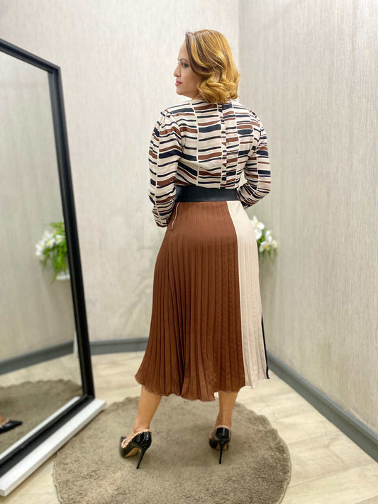 Vestido Plissado Estampado