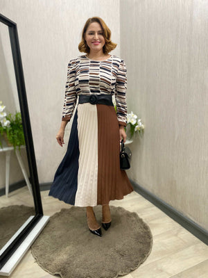 Vestido Plissado Estampado