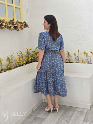 Vestido Midi Rebeca Liso em Viscolinho Casual Romântico