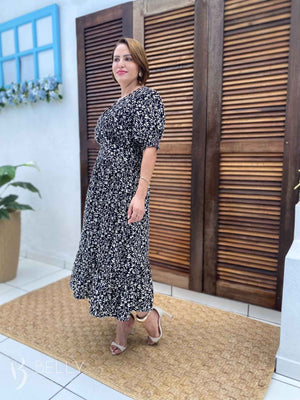 Vestido Silmara Midi com Decote Sobreposto