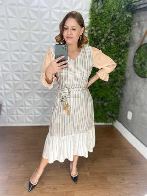 Vestido Sino em Linho Estampado