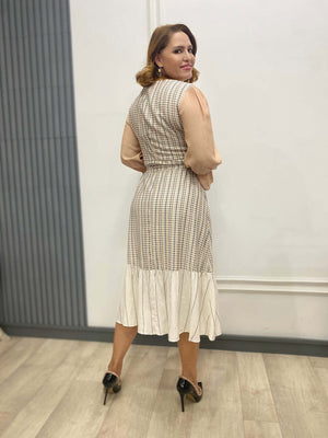 Vestido Sino em Linho Estampado