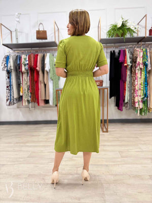 Vestido Midi Soraya Liso em Linho com Viscose Elegante